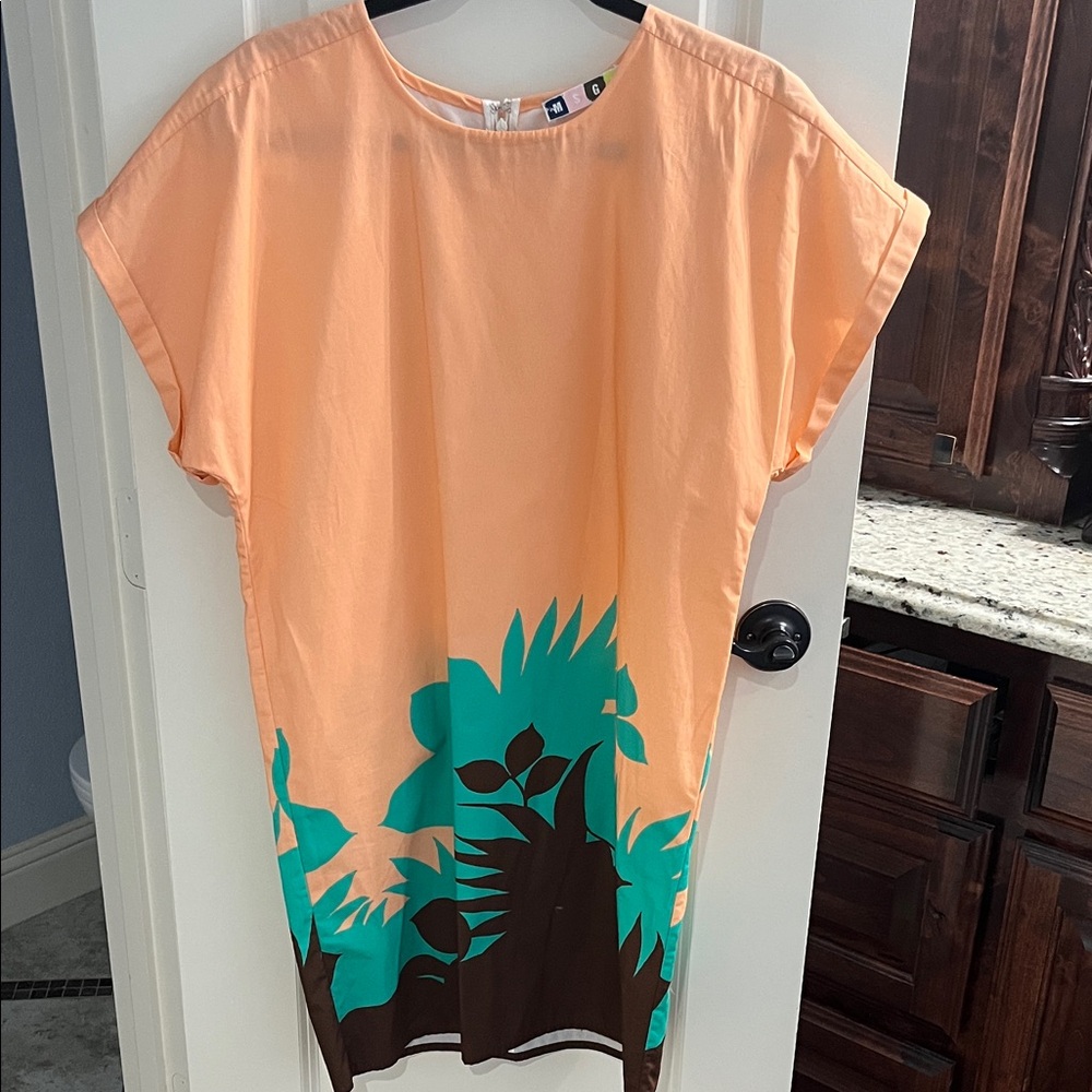 MSGM Peach and Green Tunic Dress